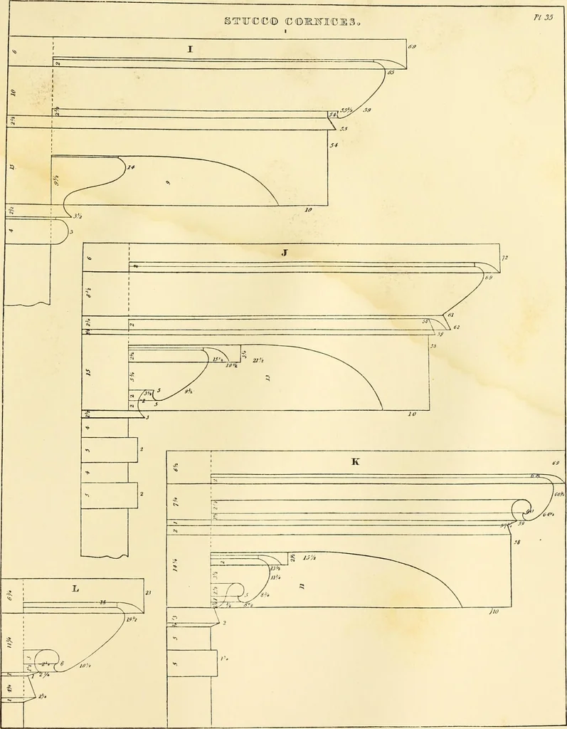 An illustration from A reprint of The country builder's assistant, The American builder's companion, The rudiments of architecture, The practical house carpenter, Practice of architecture, 1917, leaf 170