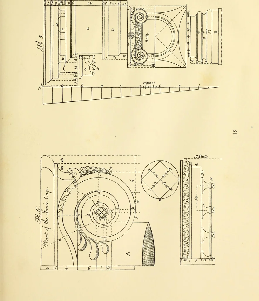 An illustration from A reprint of The country builder's assistant, The American builder's companion, The rudiments of architecture, The practical house carpenter, Practice of architecture, 1917, leaf 24