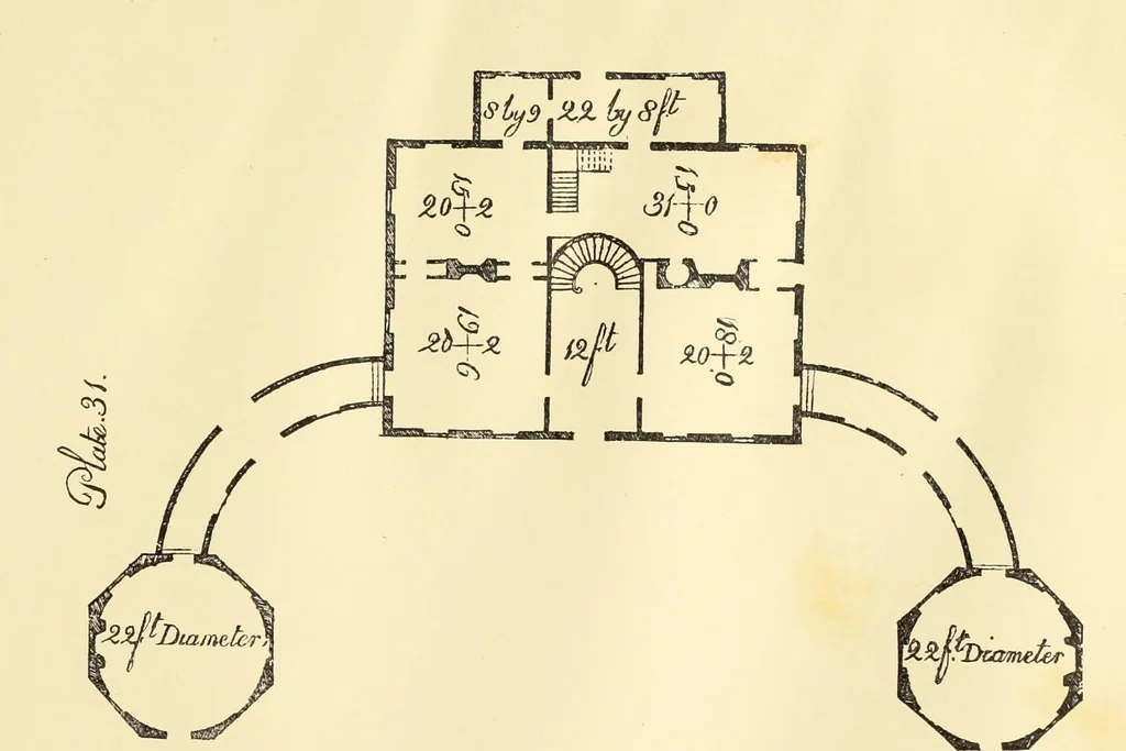An illustration from A reprint of The country builder's assistant, The American builder's companion, The rudiments of architecture, The practical house carpenter, Practice of architecture, 1917, leaf 46