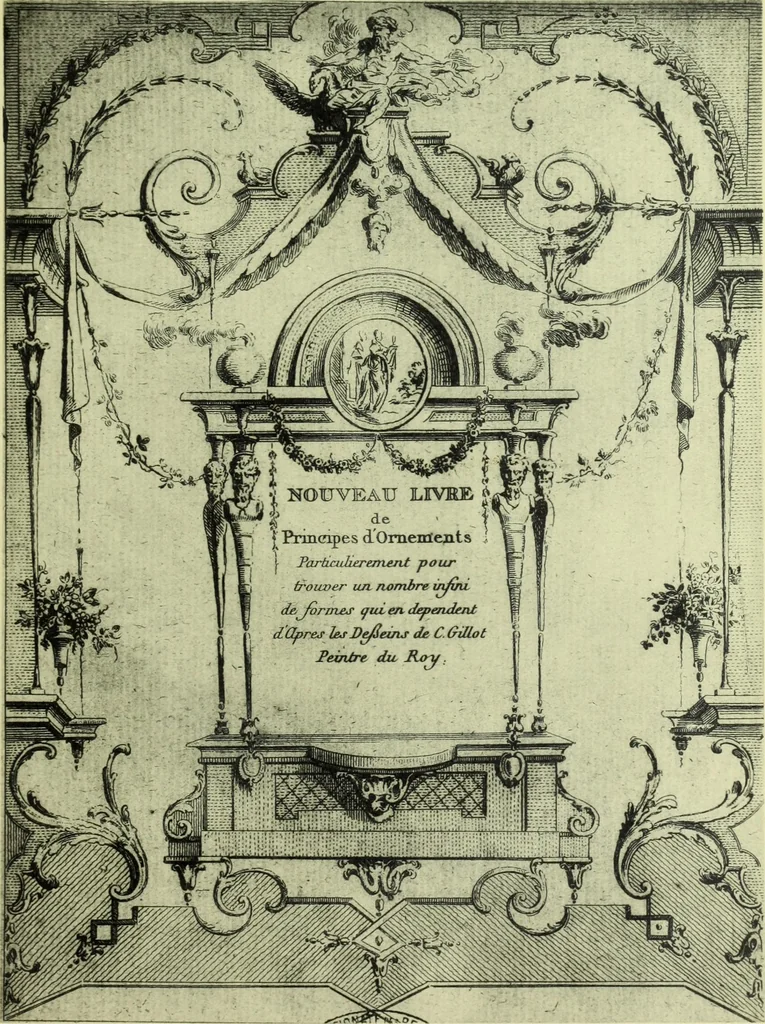 An illustration from Reproduction des uvres de Huquier & Gillot, Epoque Louis XV, 1903, leaf 102