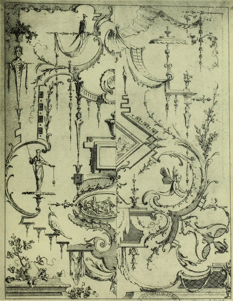 An illustration from Reproduction des uvres de Huquier & Gillot, Epoque Louis XV, 1903, leaf 110