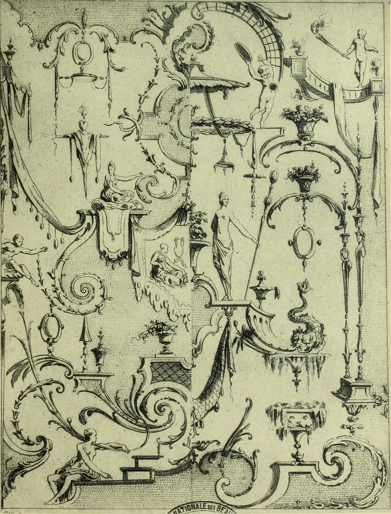 An illustration from Reproduction des uvres de Huquier & Gillot, Epoque Louis XV, 1903, leaf 112