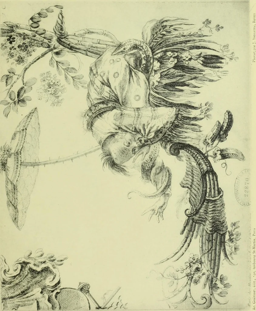 An illustration from Reproduction des uvres de Huquier & Gillot, Epoque Louis XV, 1903, leaf 38