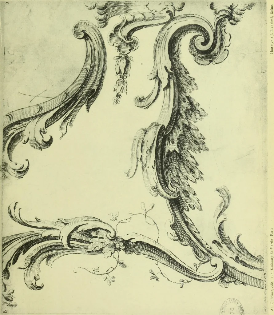 An illustration from Reproduction des uvres de Huquier & Gillot, Epoque Louis XV, 1903, leaf 44