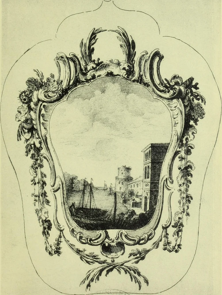 An illustration from Reproduction des uvres de Huquier & Gillot, Epoque Louis XV, 1903, leaf 62