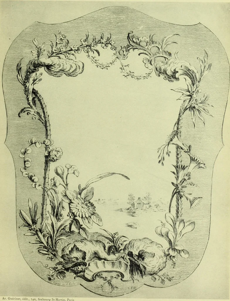 An illustration from Reproduction des uvres de Huquier & Gillot, Epoque Louis XV, 1903, leaf 64