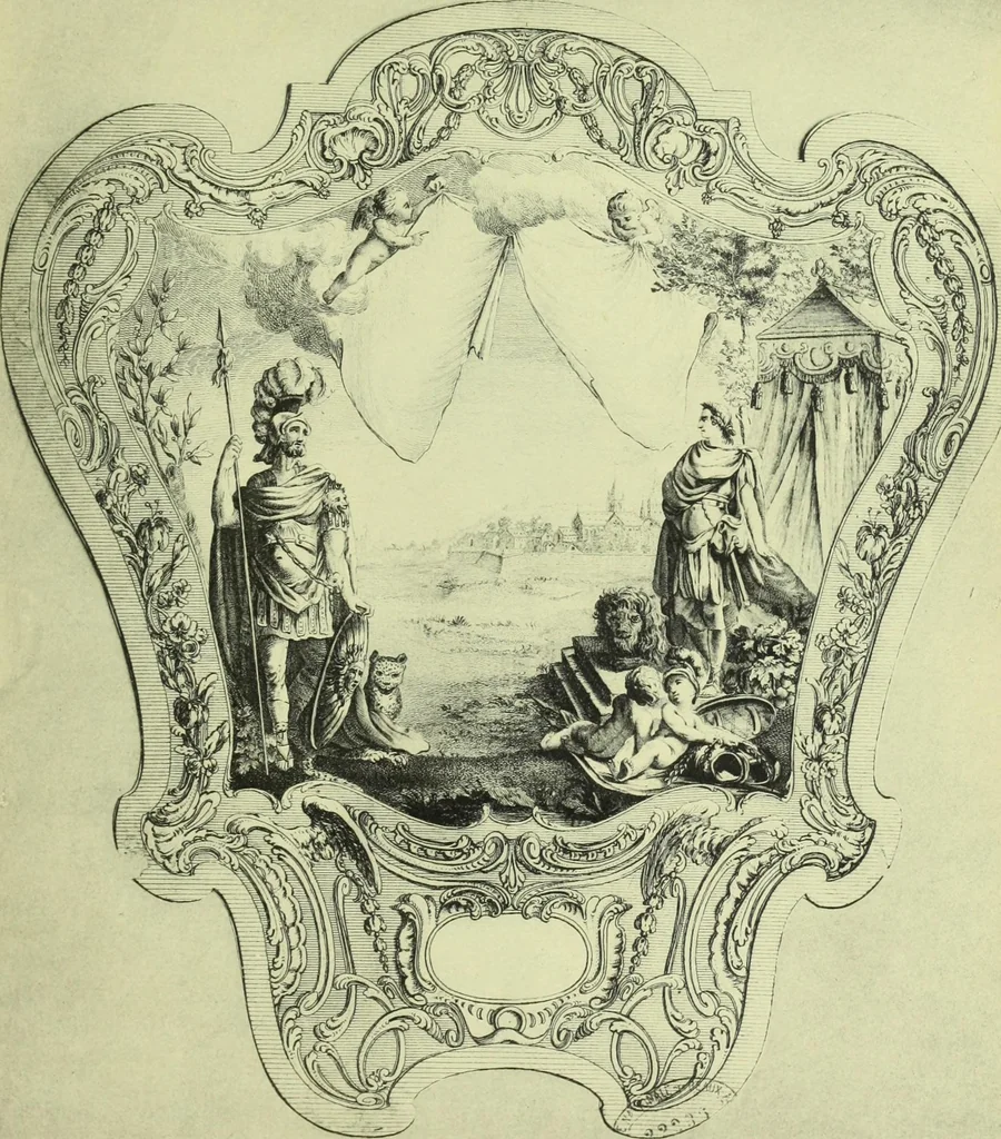 An illustration from Reproduction des uvres de Huquier & Gillot, Epoque Louis XV, 1903, leaf 74