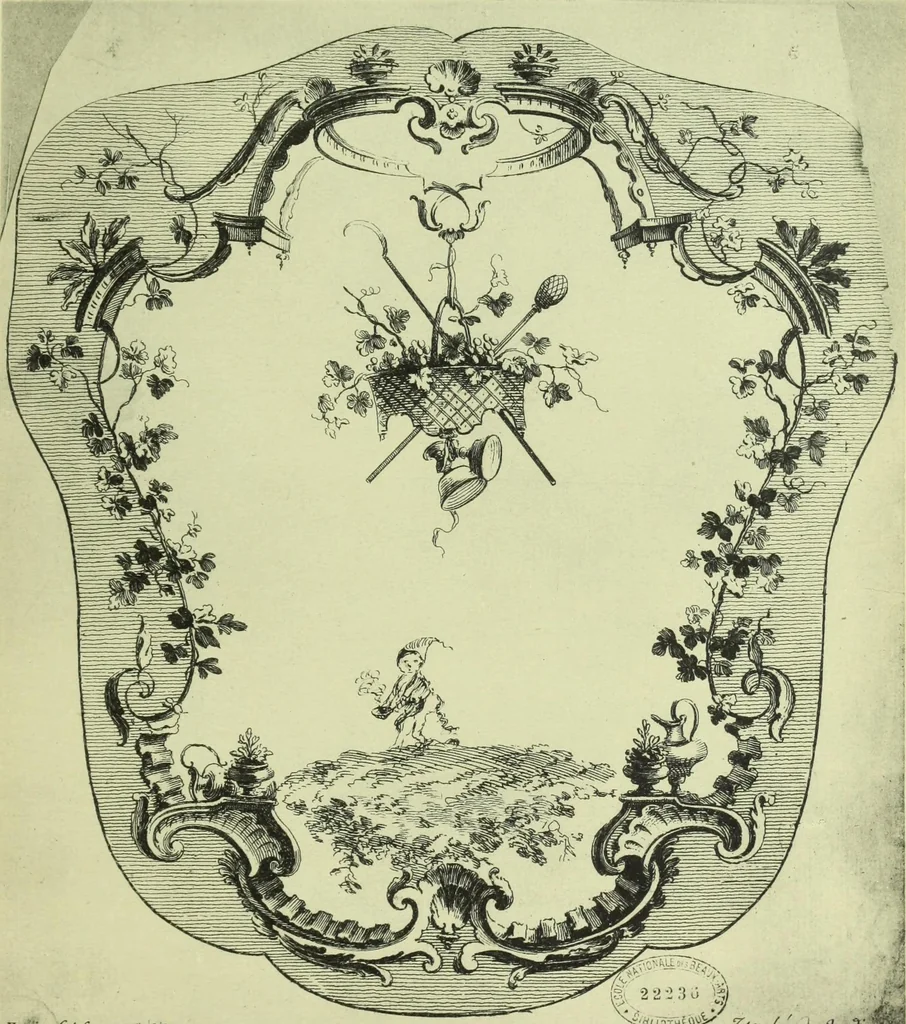 An illustration from Reproduction des uvres de Huquier & Gillot, Epoque Louis XV, 1903, leaf 76