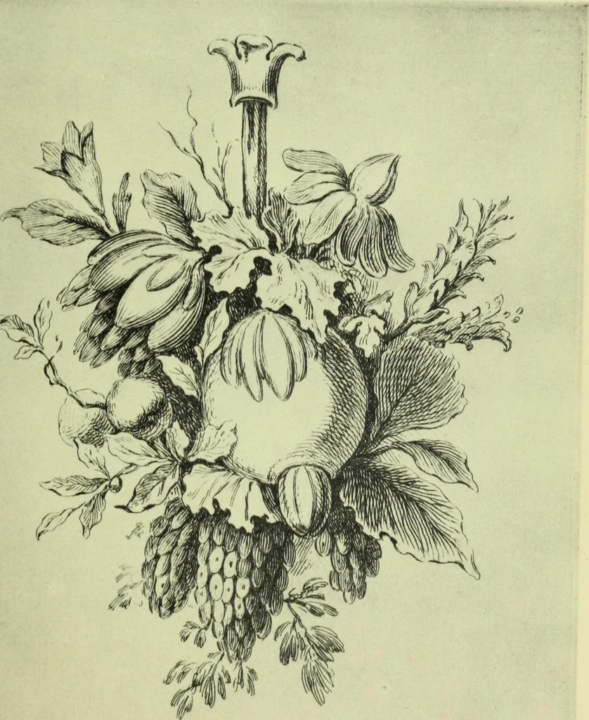 An illustration from Reproduction des uvres de Huquier & Gillot, Epoque Louis XV, 1903, leaf 86