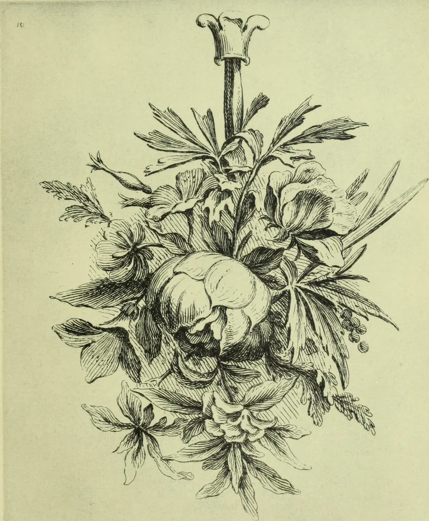 An illustration from Reproduction des uvres de Huquier & Gillot, Epoque Louis XV, 1903, leaf 96