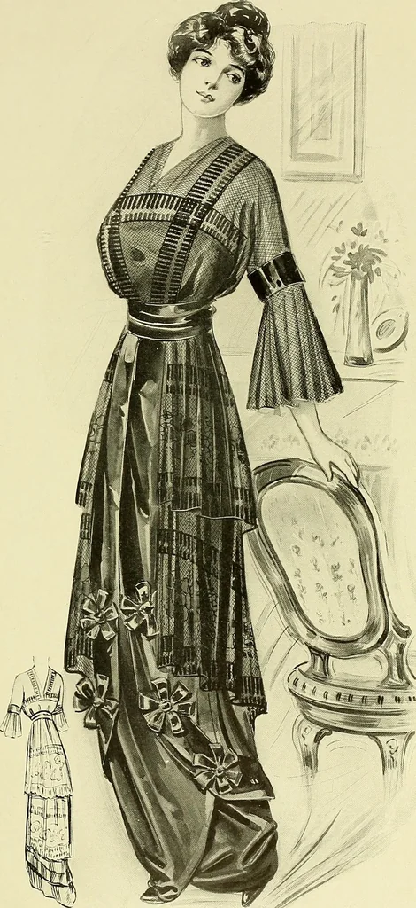 An illustration from Reproductions of model gowns exhibited by Haas brothers, for the spring season of 1913 .., 1913, leaf 10