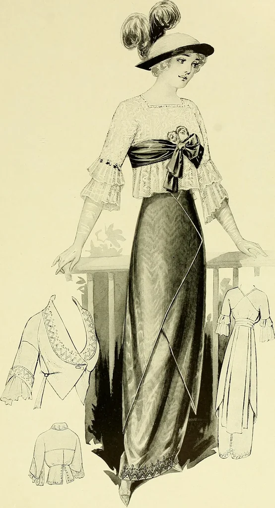 An illustration from Reproductions of model gowns exhibited by Haas brothers, for the spring season of 1913 .., 1913, leaf 104