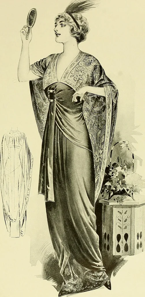 An illustration from Reproductions of model gowns exhibited by Haas brothers, for the spring season of 1913 .., 1913, leaf 110