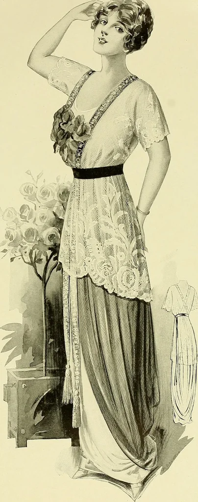 An illustration from Reproductions of model gowns exhibited by Haas brothers, for the spring season of 1913 .., 1913, leaf 114
