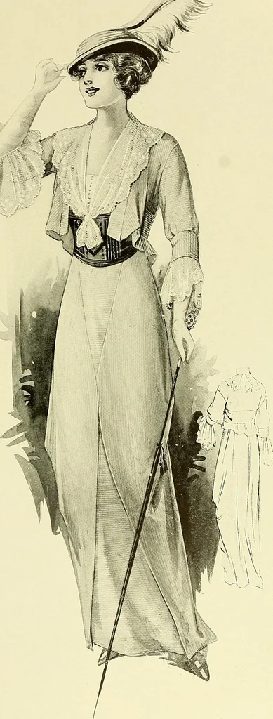 An illustration from Reproductions of model gowns exhibited by Haas brothers, for the spring season of 1913 .., 1913, leaf 18