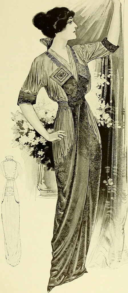 An illustration from Reproductions of model gowns exhibited by Haas brothers, for the spring season of 1913 .., 1913, leaf 20
