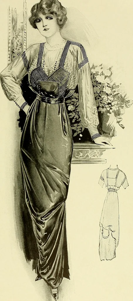 An illustration from Reproductions of model gowns exhibited by Haas brothers, for the spring season of 1913 .., 1913, leaf 24