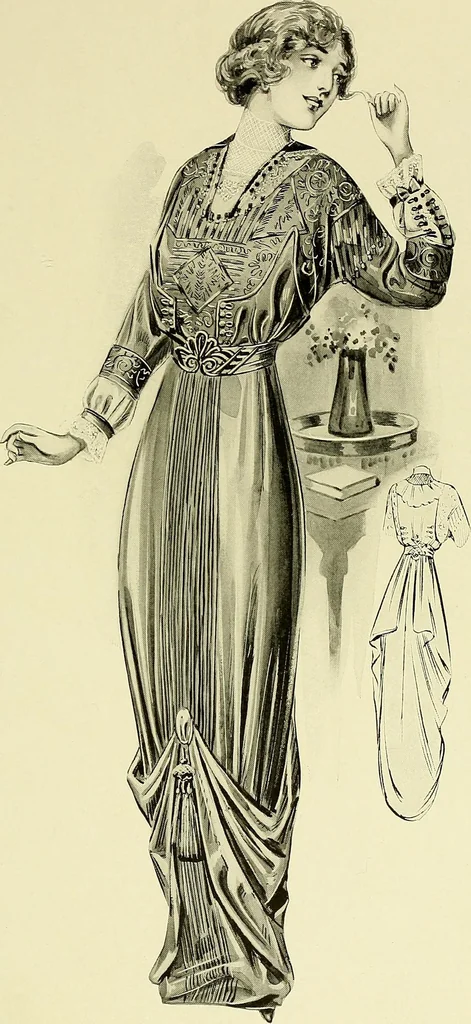 An illustration from Reproductions of model gowns exhibited by Haas brothers, for the spring season of 1913 .., 1913, leaf 34