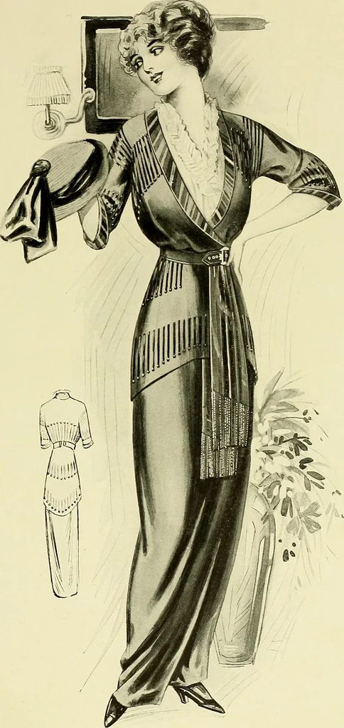 An illustration from Reproductions of model gowns exhibited by Haas brothers, for the spring season of 1913 .., 1913, leaf 58