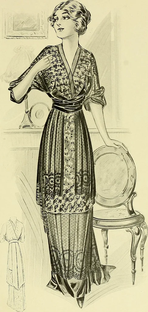 An illustration from Reproductions of model gowns exhibited by Haas brothers, for the spring season of 1913 .., 1913, leaf 6