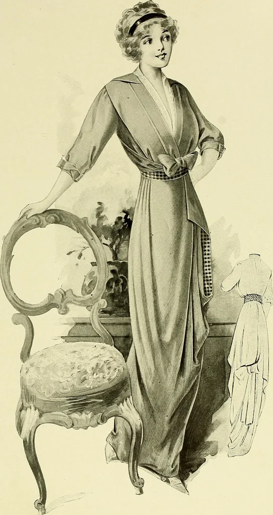An illustration from Reproductions of model gowns exhibited by Haas brothers, for the spring season of 1913 .., 1913, leaf 62