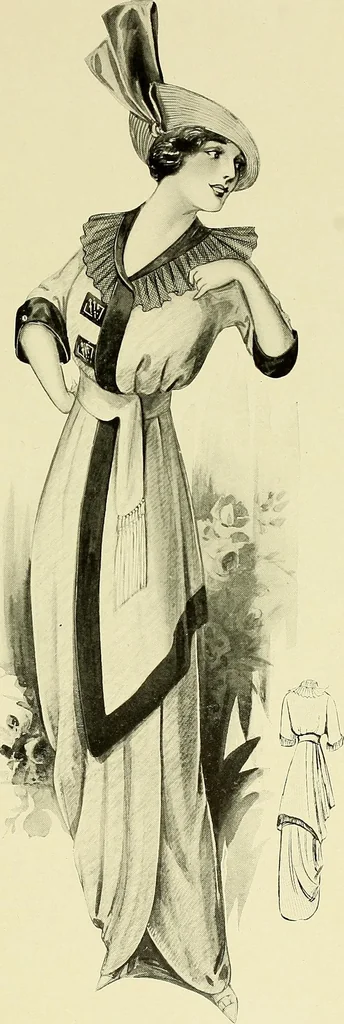 An illustration from Reproductions of model gowns exhibited by Haas brothers, for the spring season of 1913 .., 1913, leaf 64