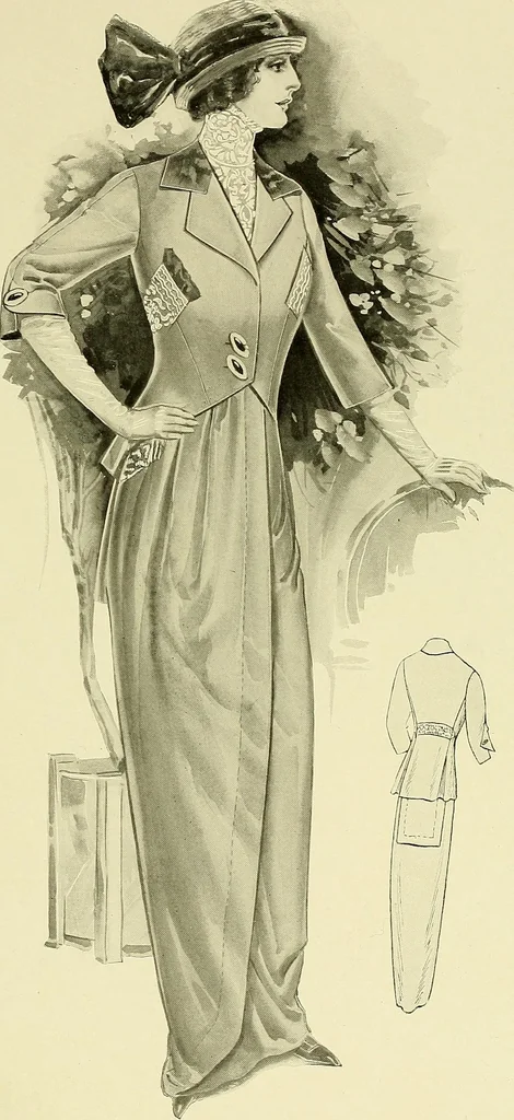 An illustration from Reproductions of model gowns exhibited by Haas brothers, for the spring season of 1913 .., 1913, leaf 92
