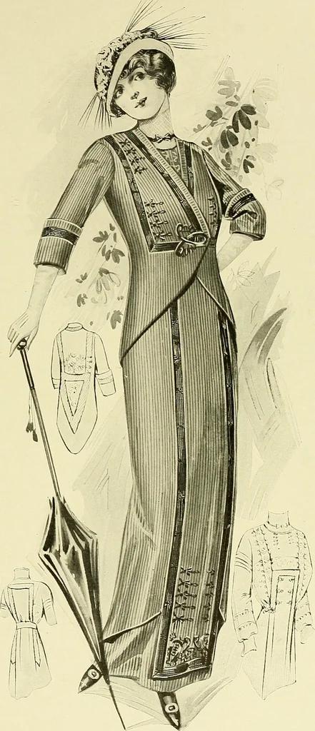 An illustration from Reproductions of model gowns exhibited by Haas brothers, for the spring season of 1913 .., 1913, leaf 96