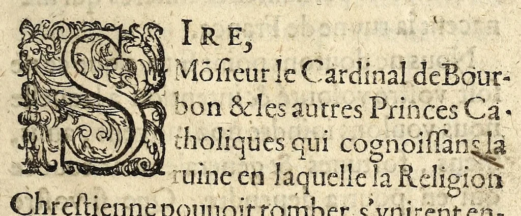 An illustration from Reqveste presentee av Roy par Messieurs les Cardinaux, Princes Seigneurs, & les Deputéz de la ville de Paris & autres villes Catholiques associéz & vnis pour la defence de la religion catholique apostolique & romane., 1588, leaf 5