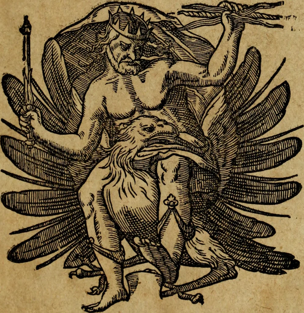 An illustration from Rerum Alamannicarum scriptores aliquot vetusti : à quibus Alamannorum qui nunc partim Suevis, partim Helvetiis cessere, historiae tam saeculares, quam ecclesiasticae traditae sunt : tribus tomis divisi, cum glossis rerum et verborum difficiliorum, ex bibliotheca Melchioris Haiminsfeldii Goldasti. Cum indice rerum & verborum accuratissimo, 1661, leaf 4