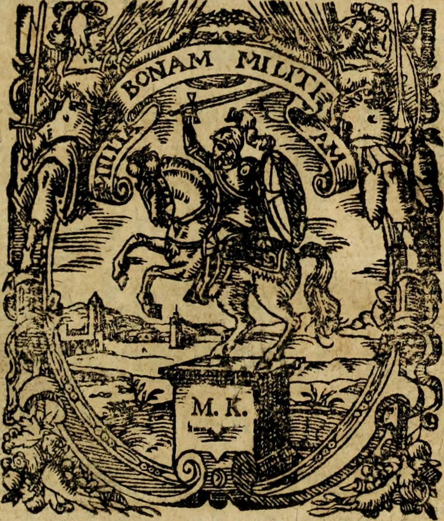 An illustration from Rerum Alamannicarum scriptores aliquot vetusti : à quibus Alamannorum qui nunc partim Suevis, partim Helvetiis cessere, historiae tam saeculares, quam ecclesiasticae traditae sunt : tribus tomis divisi, cum glossis rerum et verborum difficiliorum, ex bibliotheca Melchioris Haiminsfeldii Goldasti. Cum indice rerum & verborum accuratissimo, 1661, leaf 460