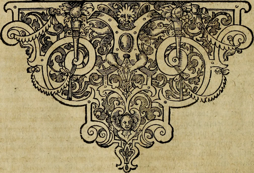 An illustration from Rerum Alamannicarum scriptores aliquot vetusti : à quibus Alamannorum qui nunc partim Suevis, partim Helvetiis cessere, historiae tam saeculares, quam ecclesiasticae traditae sunt : tribus tomis divisi, cum glossis rerum et verborum difficiliorum, ex bibliotheca Melchioris Haiminsfeldii Goldasti. Cum indice rerum & verborum accuratissimo, 1661, leaf 505