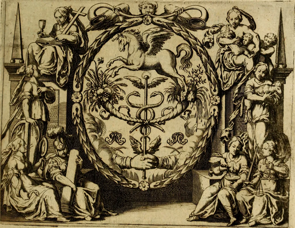 An illustration from Rerum Alamannicarum scriptores aliquot vetusti : à quibus Alamannorum qui nunc partim Suevis, partim Helvetiis cessere, historiae tam saeculares, quam ecclesiasticae traditae sunt : tribus tomis divisi, cum glossis rerum et verborum difficiliorum, ex bibliotheca Melchioris Haiminsfeldii Goldasti. Cum indice rerum & verborum accuratissimo, 1661, leaf 650