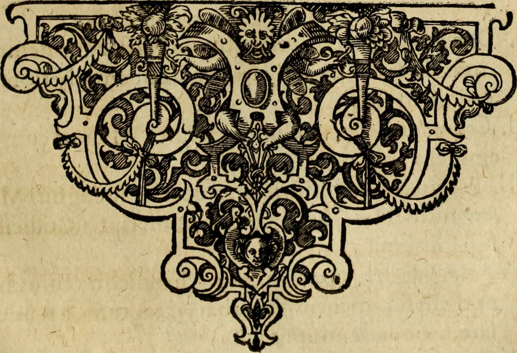 An illustration from Rerum Alamannicarum scriptores aliquot vetusti : à quibus Alamannorum qui nunc partim Suevis, partim Helvetiis cessere, historiae tam saeculares, quam ecclesiasticae traditae sunt : tribus tomis divisi, cum glossis rerum et verborum difficiliorum, ex bibliotheca Melchioris Haiminsfeldii Goldasti. Cum indice rerum & verborum accuratissimo, 1661, leaf 662
