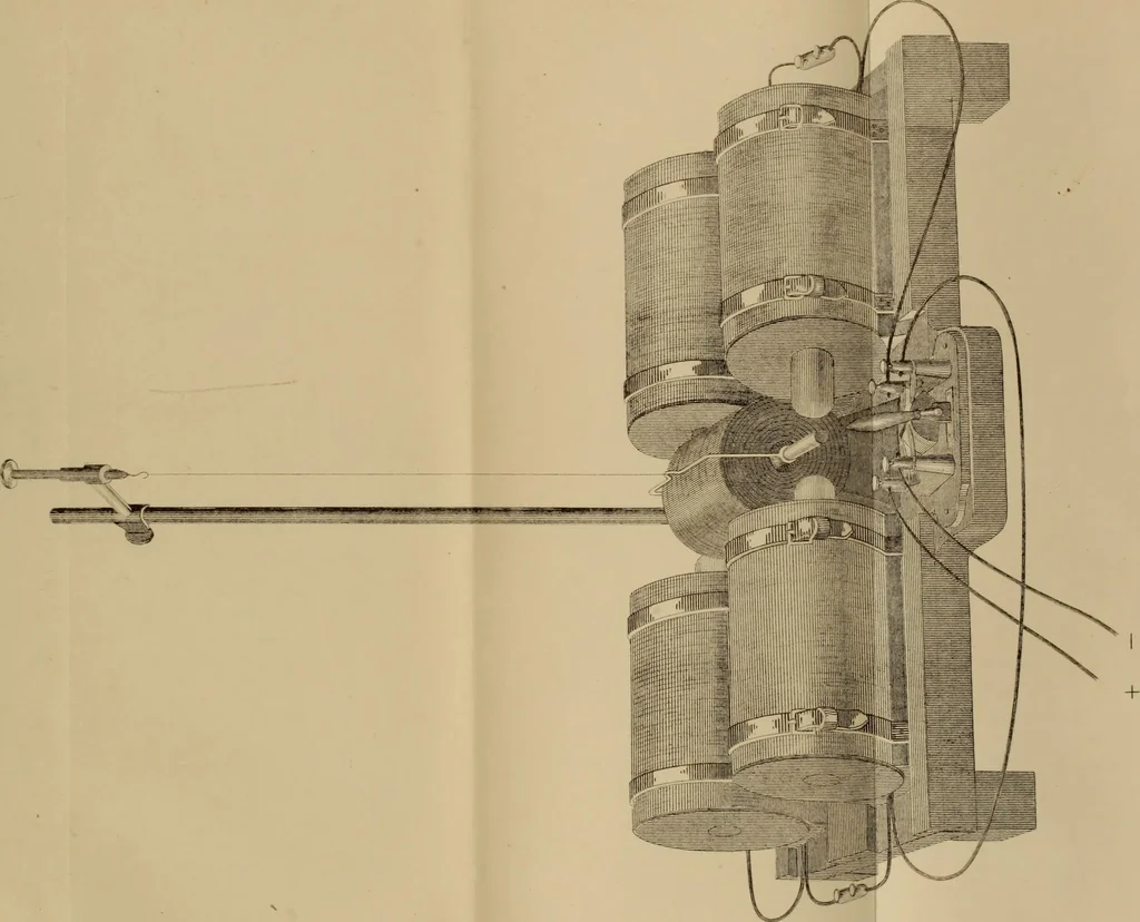 An illustration from Researches on diamagnetism and magne-crystallic action : including the question of diamagnetic polarity, 1870, leaf 168