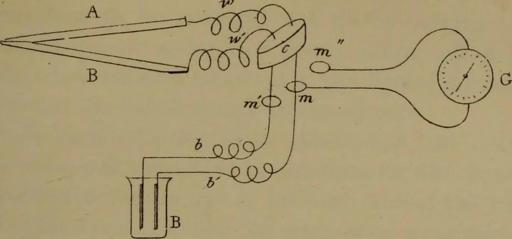 An illustration from Researches on diamagnetism and magne-crystallic action : including the question of diamagnetic polarity, 1870, leaf 320