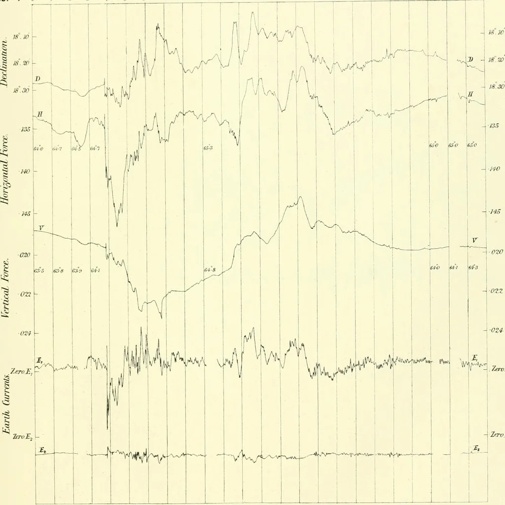 An illustration from Results of the magnetical and meteorological observations made at the Royal Observatory, Greenwich, in the year 1876[-82.], 1882, leaf 106