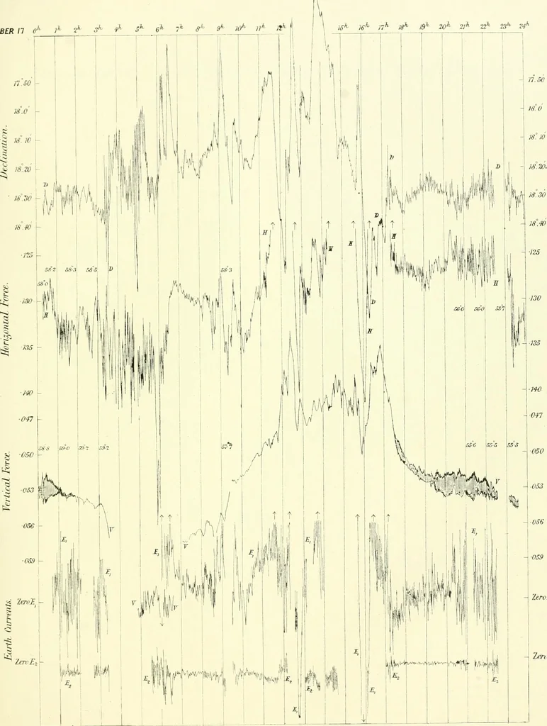 An illustration from Results of the magnetical and meteorological observations made at the Royal Observatory, Greenwich, in the year 1876[-82.], 1882, leaf 122