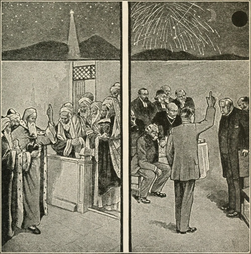 An illustration from The return of Jesus ; an earnest review of the scriptural evidences which establish the great Christian doctrine of the second coming of Christ, together with a close study of the prophecies relating to this glorious event and the fulfillment of these prophecies in the present generation, 1917, leaf 54