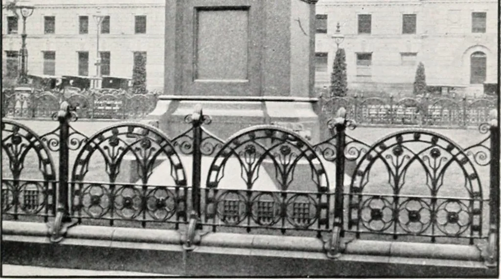 An illustration from Return of outdoor memorials in London, other than statues on the exterior of buildings, memorials in the nature of tombstones, memorial buildings and memorial trees, 1910, leaf 14