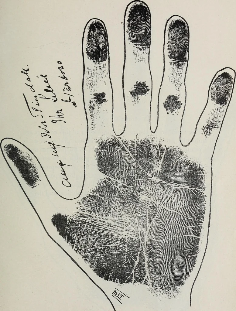 An illustration from Revelations of the hand. A scientific study of the shape and markings of the hand, as an index to character, disease, and tendencies, with explanatory illustrations, 1900, leaf 178