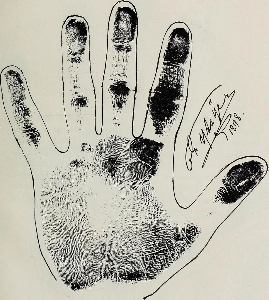 An illustration from Revelations of the hand. A scientific study of the shape and markings of the hand, as an index to character, disease, and tendencies, with explanatory illustrations, 1900, leaf 198
