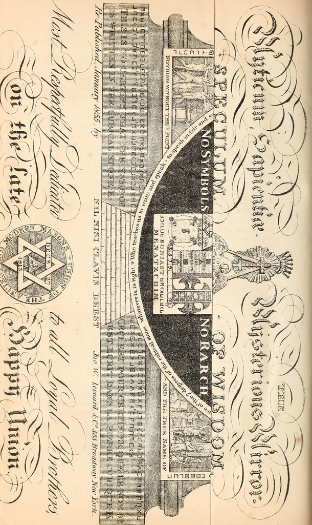 An illustration from The revelations of a square; exhibiting a graphic display of the sayings and doings of eminent free and accepted masons, 1855, leaf 335
