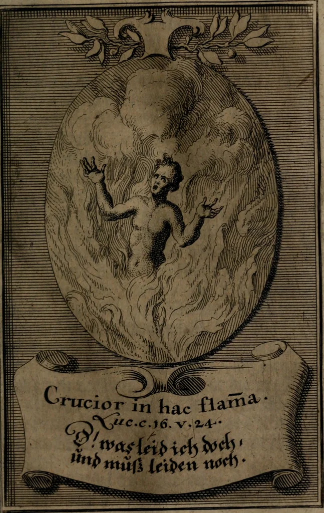 An illustration from Rev. P. Abraham a S. Clara ... Besonders meubliert- und gezierte Todten-Capelle, oder, Allgemeiner Todten-Spiegel : darinnen alle Menschen, wes Standes sie sind ..., 1711, leaf 210