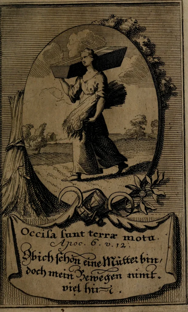 An illustration from Rev. P. Abraham a S. Clara ... Besonders meubliert- und gezierte Todten-Capelle, oder, Allgemeiner Todten-Spiegel : darinnen alle Menschen, wes Standes sie sind ..., 1711, leaf 276