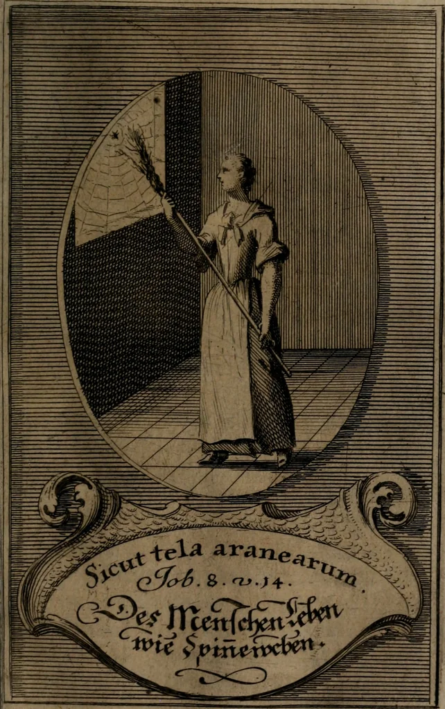 An illustration from Rev. P. Abraham a S. Clara ... Besonders meubliert- und gezierte Todten-Capelle, oder, Allgemeiner Todten-Spiegel : darinnen alle Menschen, wes Standes sie sind ..., 1711, leaf 438