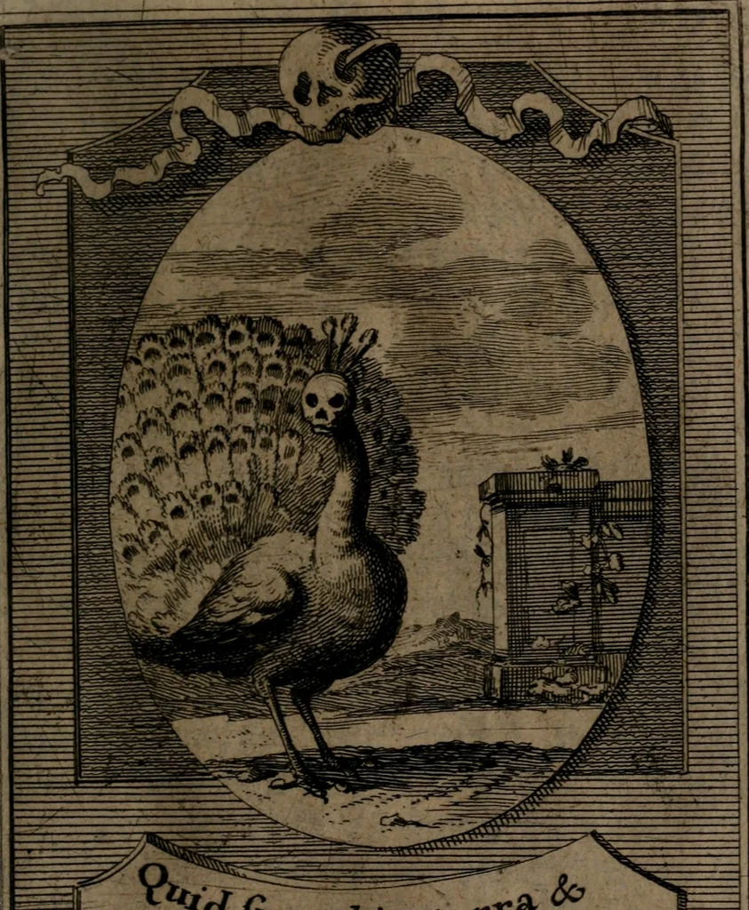 An illustration from Rev. P. Abraham a S. Clara ... Besonders meubliert- und gezierte Todten-Capelle, oder, Allgemeiner Todten-Spiegel : darinnen alle Menschen, wes Standes sie sind ..., 1711, leaf 444