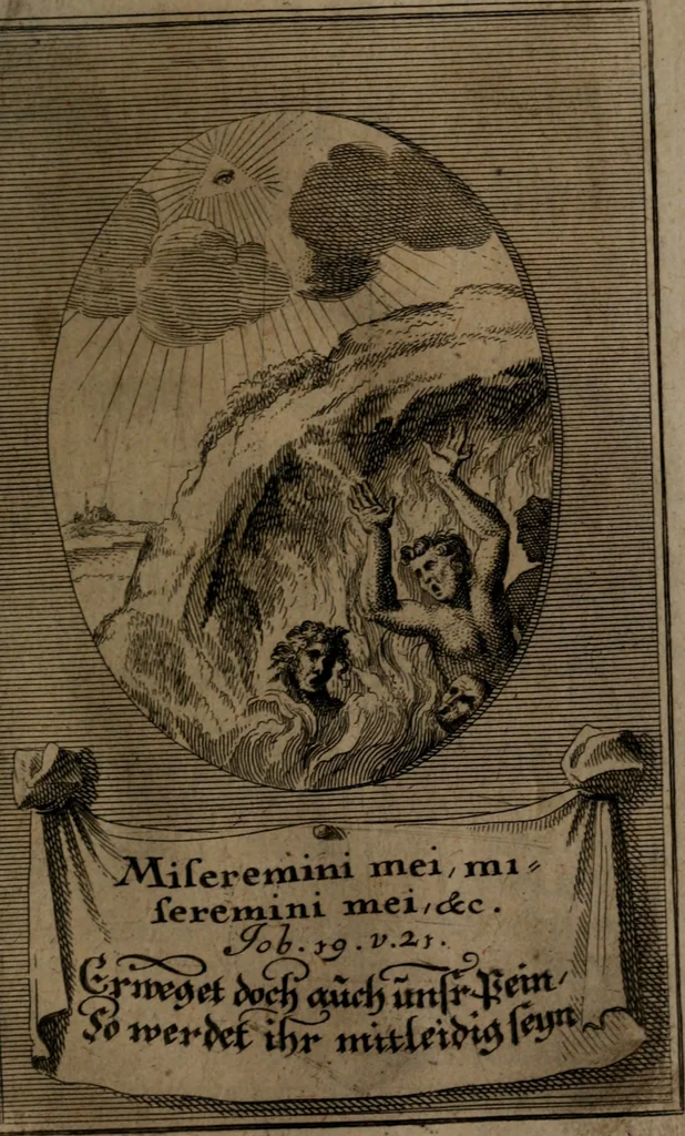 An illustration from Rev. P. Abraham a S. Clara ... Besonders meubliert- und gezierte Todten-Capelle, oder, Allgemeiner Todten-Spiegel : darinnen alle Menschen, wes Standes sie sind ..., 1711, leaf 464