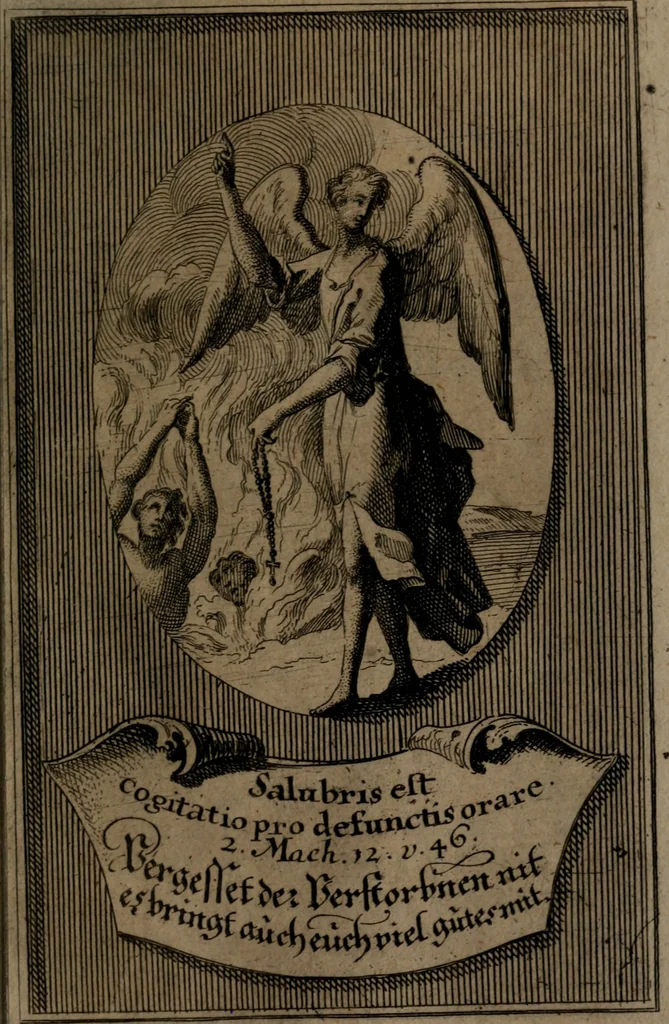 An illustration from Rev. P. Abraham a S. Clara ... Besonders meubliert- und gezierte Todten-Capelle, oder, Allgemeiner Todten-Spiegel : darinnen alle Menschen, wes Standes sie sind ..., 1711, leaf 492