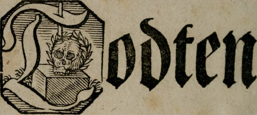 An illustration from Rev. P. Abraham a S. Clara ... Besonders meubliert- und gezierte Todten-Capelle, oder, Allgemeiner Todten-Spiegel : darinnen alle Menschen, wes Standes sie sind ..., 1711, leaf 9